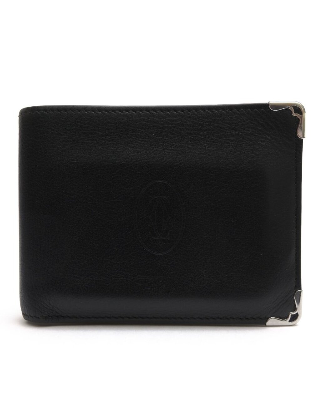 Cartier Wallet Leather Black Coin Banknote Credit Card Must de Cartier Cabochon